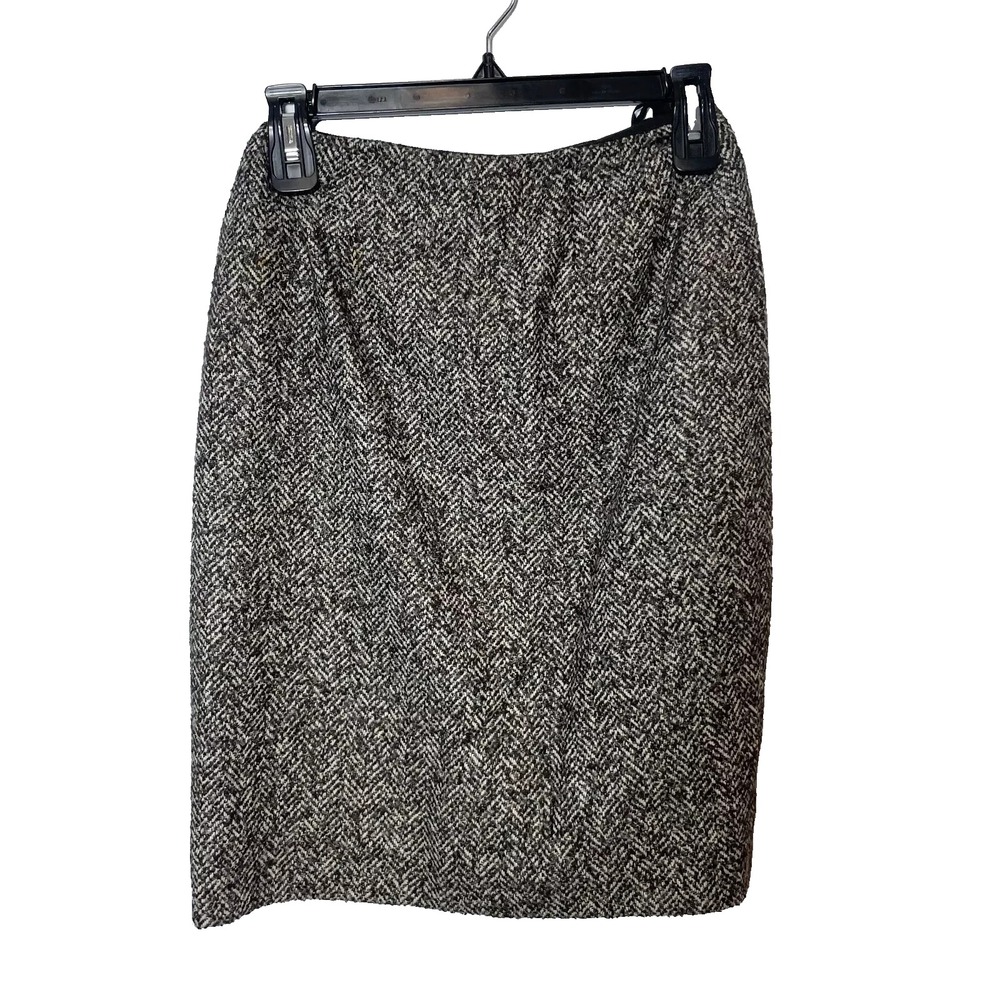 Bill Blass Herringbone Straight Pencil Skirt Womens 2 Black Career Vintage USA